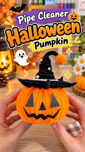 🎃 DIY Pipe Cleaner Halloween Pumpkin | Easy Halloween Craft #shorts #halloweendecor