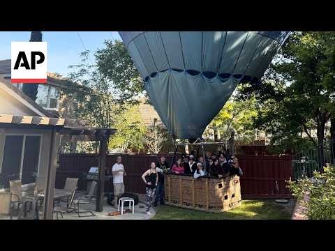 Hot air balloon with 13 people makes emergency landing in California backyard