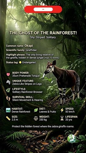 🦒 Okapi | Rainforest Zebra-Giraffe Mystery #Okapi #Rainforest #Wildlife