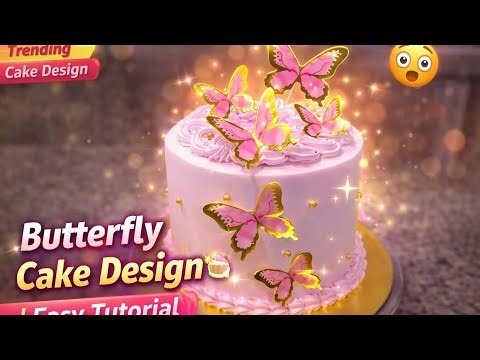 Pink butterfly cake design/birthday cake decoration #butterflycake