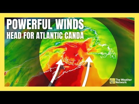 Warm Surge to Bring Strong Winds Over 100 km/h to Atlantic Canada | #forecast