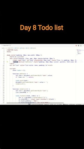 Todo List Using HTML, CSS & JavaScript 📝 | Beginner Project #shorts