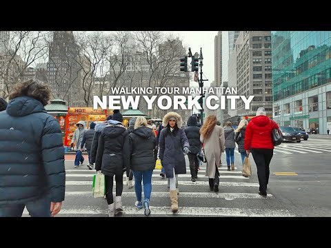 New York Manhattan Winter Walk, 7th Avenue, Times Square, Broadway, 5th Avenue, 42nd Street, 4K