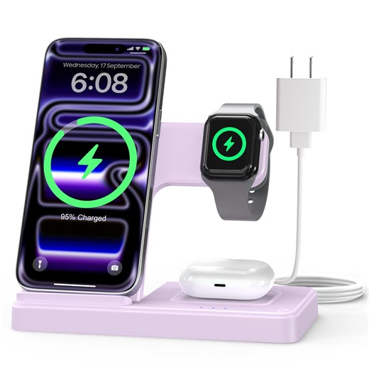 Wireless Charger iPhone Charging Station: 3 in 1 Charger Stand Multipl