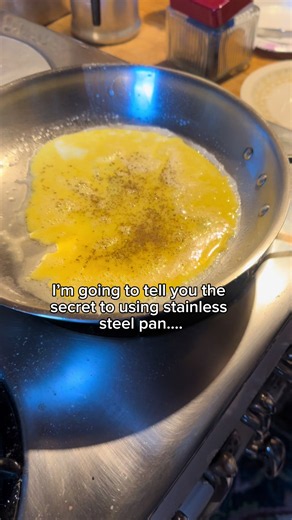 Don’t believe the gimmick that you need nonstick pans. It’s so easy to use stainless or cast iron once you get this simple step right. #cooking #stainlesssteel
