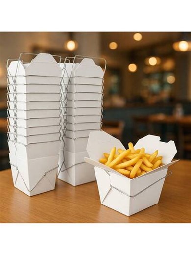 50 Pack 16oz Chinese Take Out Food Boxes With Metal Wire Handle , Party Favor Boxes Paper Take Out Food Containers For Hot Or Cold Food | SHEIN