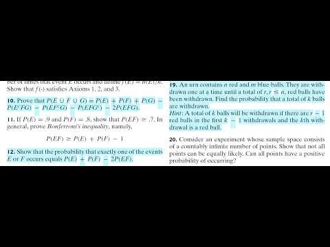 Probability (9E) - Ross. Th_Ex 2.10, 2.12, 2.19: Sample Space and Events, Axioms of Probability