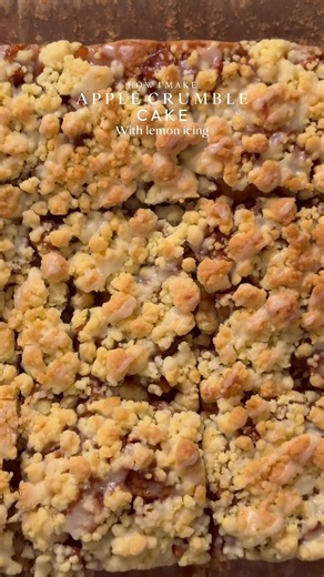 Apple Crumble Cake Recipe — Cinnamon Apple Cake with Lemon Icing