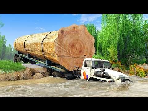 Dangerous River Showdown Logging Truck Takes on DEADLY Road