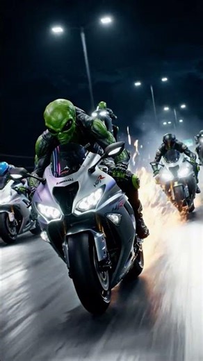 “Alien Superbike Race 👽🏍️ 320KM/H Night Highway Madness | Kawasaki H2R”#alien#superbikerace#kawasaki