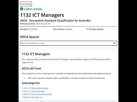 ICT Managers (ANZSCO vs OSCA)