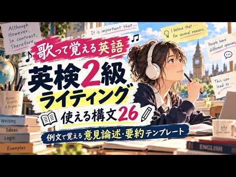 【歌って覚える英語】英検2級ライティング 使える構文26｜例文で覚える意見論述・要約テンプレート