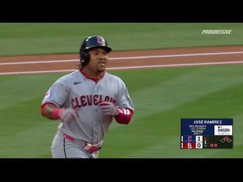 Go up and GET IT! 😳 José Ramírez crushes this high fastball for a home run in the 1st inning! 💪