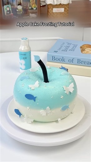 🍎 Apple Cake Frosting Tutorial — a dreamy ocean-inspired design with aqua tones. 🐟✨
