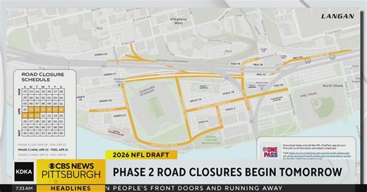 More road closures go into place for the NFL draft on Monday