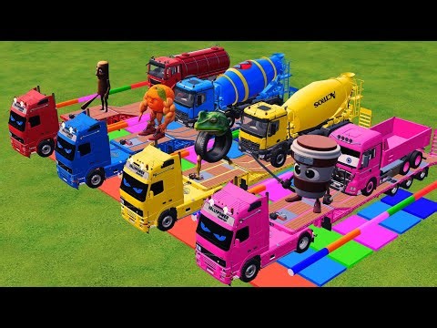 Offroad to Garage - Transporting Colorful Rainbow Marvel Trailer Trucks - Farming Simulator 22 #5