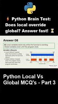 Python MCQ Lecture 12 - Quiz Part 3 - Global vs Local Variables | DVT101