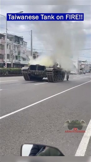 Taiwan Army CM11 Tank Catches Fire During Movement in Kaohsiung