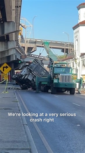 A dump truck fell from I-10 East onto Claiborne Avenue Thursday afternoon. Two people were taken to the hospital, though their conditions are unknown.