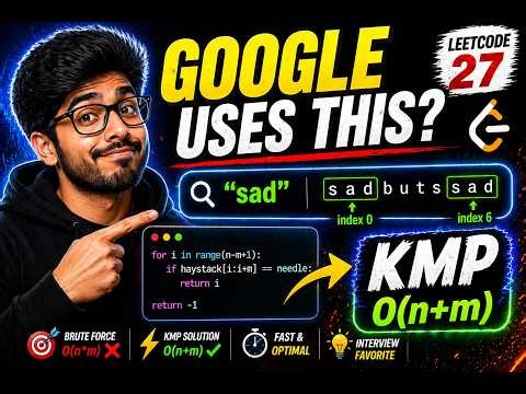 LeetCode 28 Find the Index of First Occurrence in a String | strStr Explained (Brute Force + KMP)