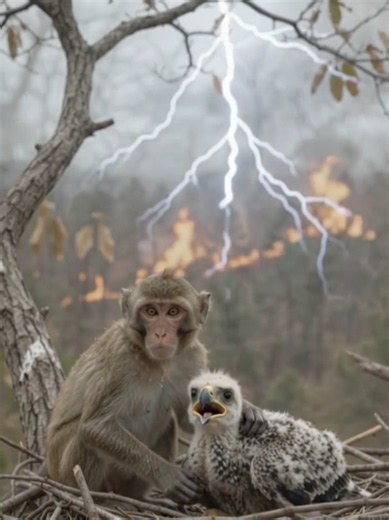 😱 THE MONKEY DID THE UNTHINKABLE… HE SAVED AN EAGLE’S BABY! 🦅🐒🔥#forest #monkey #beldeagle #animalfacts #babyeagle