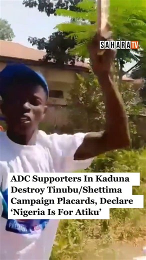ADC Supporters In Kaduna Destroy Tinubu/Shettima Campaign Placards, Declare ‘Nigeria Is For Atiku’