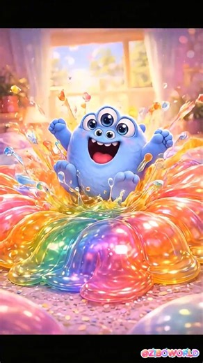 Zibo's Giant Rainbow Jelly Jump! 🌈🍮 #shorts #jelly #zibo #animation