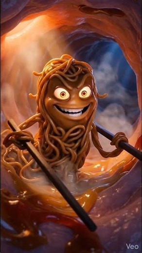 The Noodles Are Alive… And They’re Watching You 👀🔥 #ai #aireels #aitrends #3danimation #viral