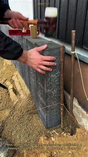 How to Install Heavy Stone Edging Like a Pro! #Construction #Landscaping #DIY