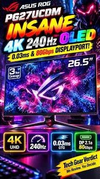 ASUS ROG PG27UCDM – INSANE 4K 240Hz OLED, 0 03ms & 80Gbps DisplayPort