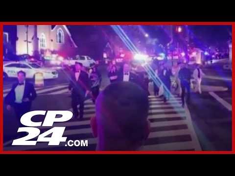 Guests are seen leaving the White House Correspondents' Dinner after shooting