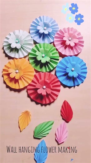 Wall hanging flower making 🌸 - diy wall art #diy #flowers