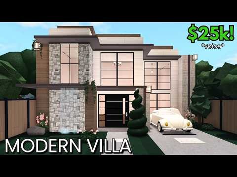 25k Elegant Bloxburg Modern House Build: 2 Story Tutorial *VOICE*