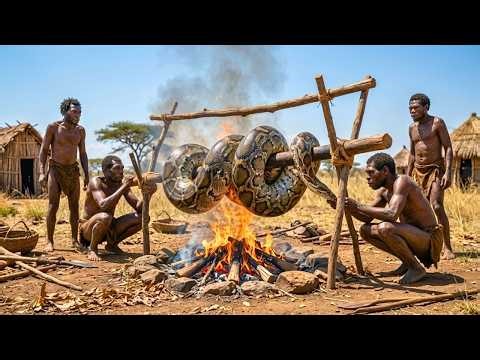 Life In Prehistory Hadzabe Man Confronts 10 Foot Python Bare Handed