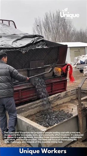 Loading coal with a machine: people loading coal with a machine