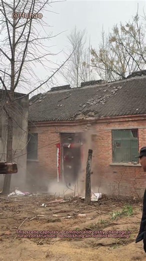 Demolition Day Truck Pulls Down Brick Wall Fast