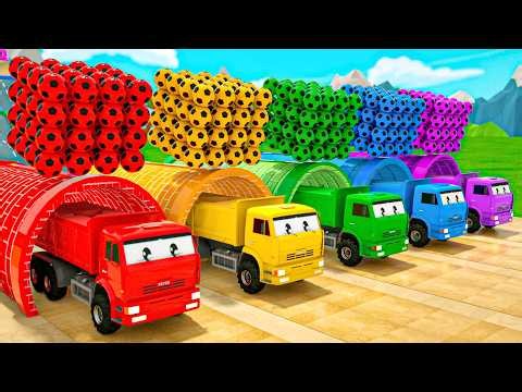 Dump trucks Square balls - singing Wheels On the Bus + Baby shark and other songs - Nursery Rhymes