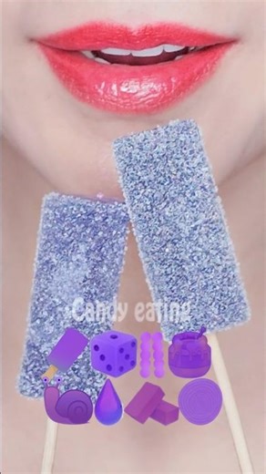 ASMR PURPLE EMOJI FOOD kohakuto sprinkle honey jelly water yanggaeng jelly mukbang eating sounds