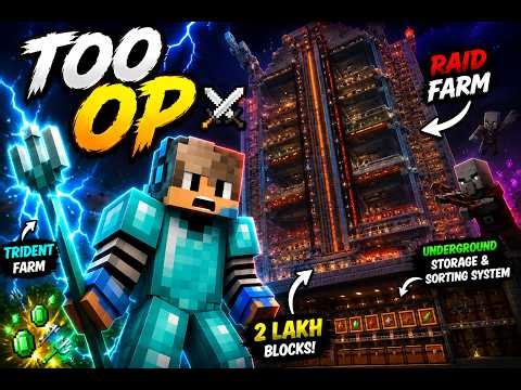We Built the MOST OP Farms in Minecraft ⚔️ Trident + Raid Farm