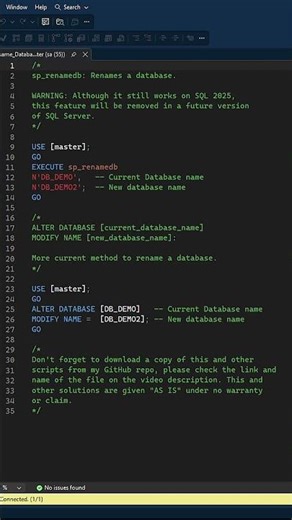 How to Rename a MS SQL Database