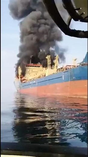 Oil tanker bursts into flames after being hit by Iranian drones in Strait of Hormuz
