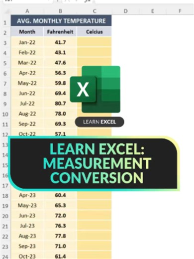 Learn Excel: Measurement Conversion 🙌 #excel #tutorial #data #analytics #learnontiktok #mavenanalytics