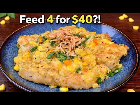 Feed 4 for $40?! Crispy Cod with Creamy Corn Sauce 