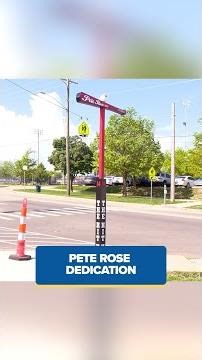 The demolition of Crosley Tower continues and a Pete Rose tribute is back in place