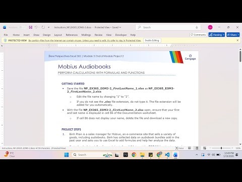 New Perspectives Excel 365 | Module 3: End of Module Project 2 Mobius Audiobooks