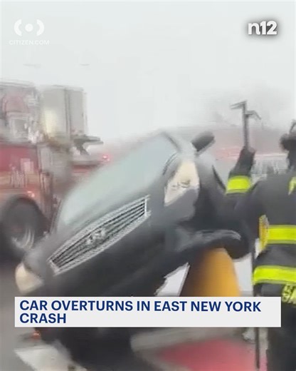 OVERTURNED CAR: FDNY crews rushed to the scene of an overturned car early Monday morning in East New York. - https://tinyurl.com/5x663sa4 | News 12 Brooklyn