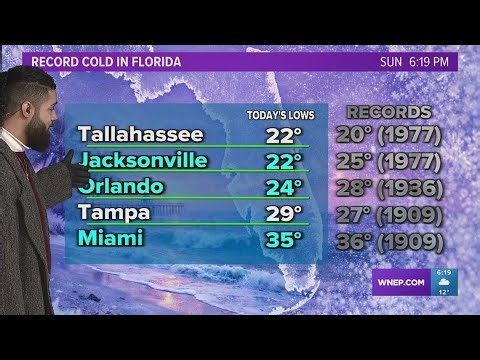 6PM Update: Record cold in Florida, nearly 20 inches of snow in North Carolina