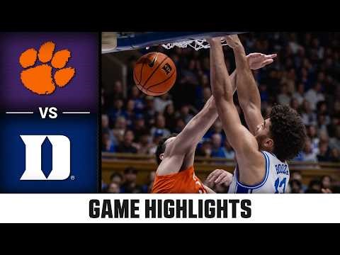 Clemson vs. Duke Game Highlights | 2025-26 ACC Men's Basketball