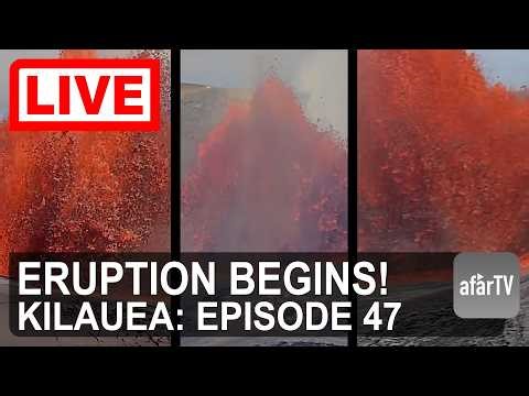 🔴 Live Now: Kīlauea Episode 47 Lava Fountaining Begins! | 3 Camera Angles
