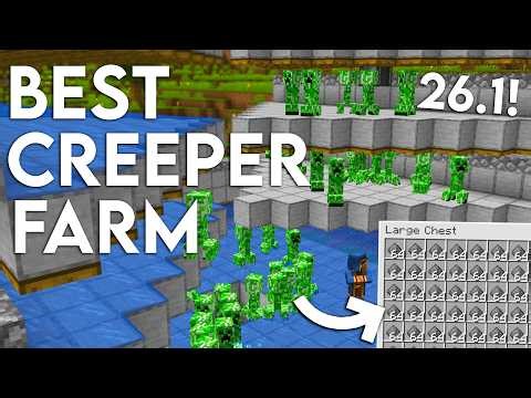 NEW UPDATED Minecraft Java 26.1 Creeper Farm Tutorial | 3100 Gunpowder Per Hour (Without Cats)